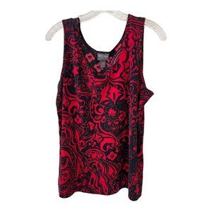 VTG Y2K Additions by Chico’s Tank Top Women’s Size 3 (XL / 16-18) Red Black Flor